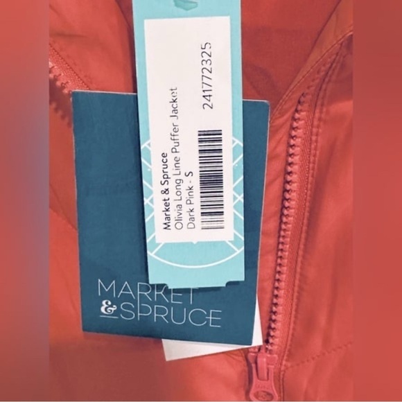 *NWT* Market & Spruce Olivia Long Line Puffer Hooded Jacket Dark Pink Rose Sz S - Picture 4 of 5